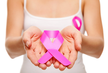 Woman Holding Pink Breast Cancer Awareness Ribbon